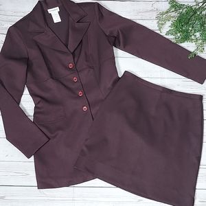 Wrapper 2 Piece Button Career Blazer & Skirt Set